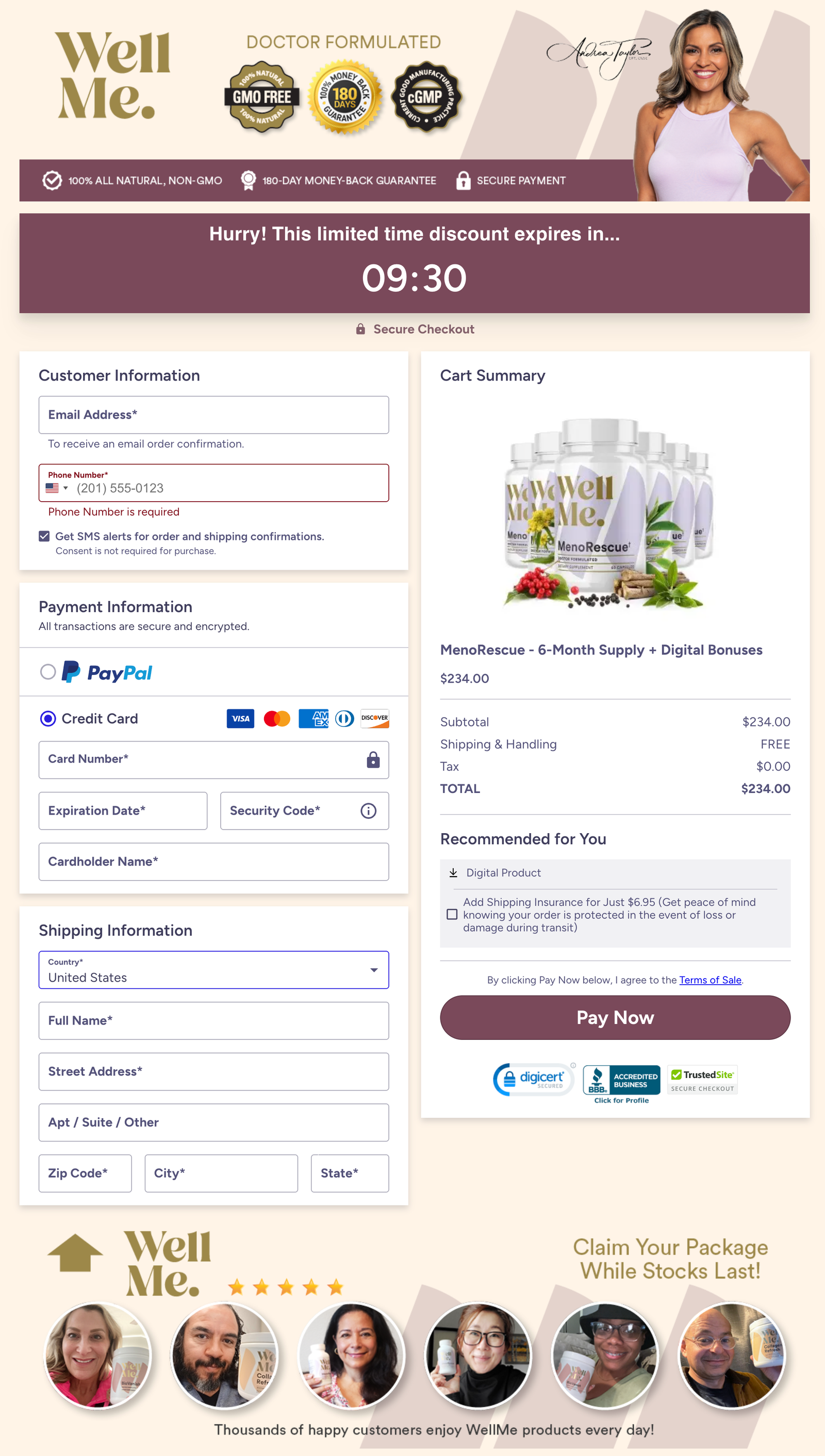 MenoRescue Official Website Secure Order Page